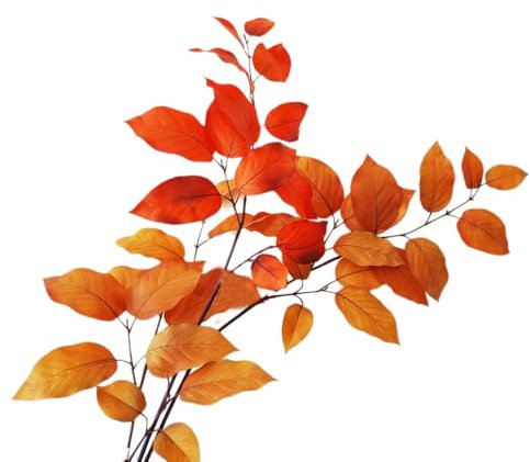 Hojas artificiales de otoño, hojas de haya roja de 76 cm con 15 hojas por tallo, 3 hojas rojas, perfectas para decoración de otoño, adornos de corona y ramos (rojo)