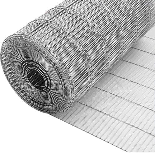 Rollo de malla de alambre galvanizado de 0,8 x 15 m para valla de aviario y jardín, agujeros de 1 x 10 cm, recinto de pollo y conejo resistente al óxido, barrera de malla de metal para exteriores