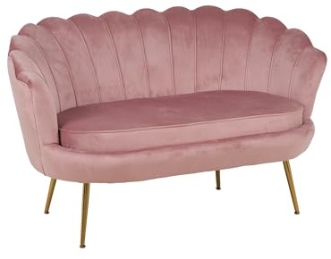 IlGruppone Divano Due 2 Posti in Velluto Forma Conchiglia Gambe in Metallo 133x63x75 Cm Camera Soggiorno Ufficio - Rosa Antico