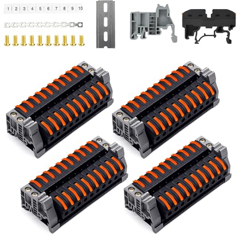 Serieterminaler hattskena svart: 40 stycken toppklämmor kit med digitala markeringsremsor elektrisk klämblock klämlist för automatiseringsprojekt ledningar gör-det-själv-projekt