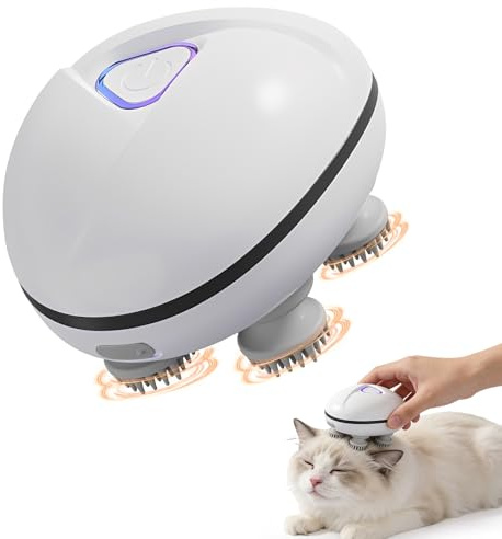 Massaggiatore Cuoio Capelluto, Massaggiatore Elettrico Testa Impermeabile IPX7, Massaggia Testa Senza Fili per Cani e Gatti, con 4 Testine Massaggianti e 3 Modalità di Impasto, per Tutto il Corpo