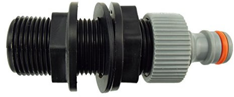1BSP mdpe waterpipe,hozelock compatable,water butt connector,water storage tank outlet connector with single hozelock type connector £6.99