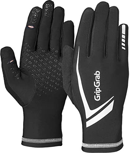 GripGrab Unisex – Erwachsene Running Expert Vollfinger Winter Touchscreen Laufhandschuhe Jogging Handschuhe Laufen Hi-Vis Hoch Sichtbar, Black, S