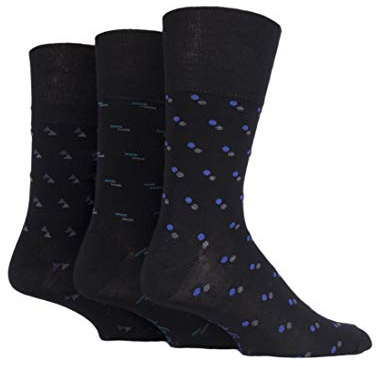 Gentle Grip Calcetines de bambú suaves y transpirables a rayas para hombre en paquete múltiple de 3 colores surtidos tallas 6-11, Traje Negro, ^