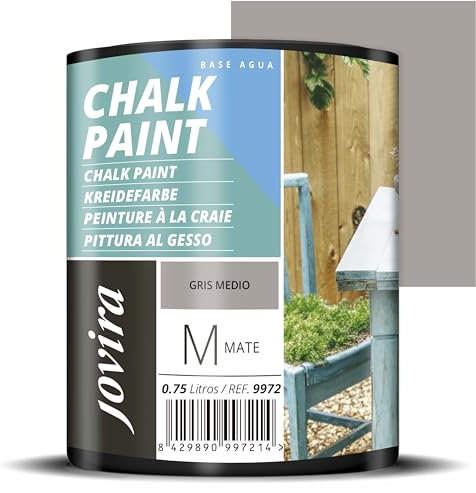 JOVIRA PINTURAS Chalk Paint 750 ml | Pittura al Gesso, Matte all' Aqua, Rinnova il tuo arredamento con creatività. (750 millilitri, Grigio Medio) F-29