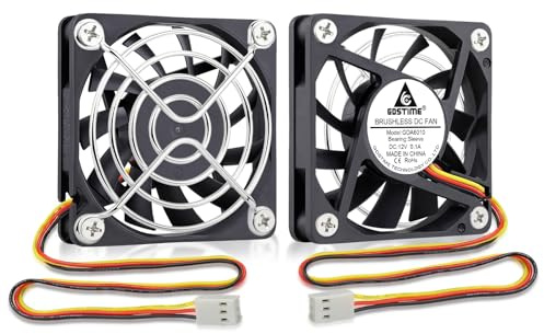 GDSTIME 60mm 3 Pin CPU PC Fan 12V Computer Fan 60 x 10mm CPU PC Cooler 6CM DC Brushless Cooling 3500 RPM Case Cooler For Router Game Console Cabinet Inverter Ventilation Replacement