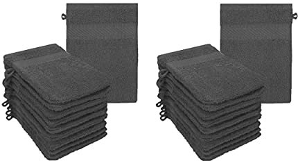 Betz 20 Stück Waschhandschuhe Palermo 100% Baumwolle Waschlappen Set Größe 16x21 cm Farbe Anthrazit