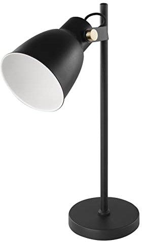 EMOS Design Schreibtischlampe JULIAN aus Metall, Vintage Tischleuchte mit E27-Fassung, Nachttischlampe Netzteil, Leselampe Lichtschirm und 150 cm Kabel, schwarz, ohne Birne, Z7621B