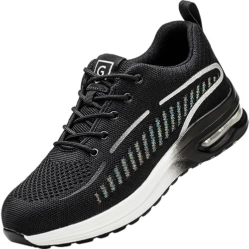 Zapatos de Seguridad para Hombre Mujer Ligeros Transpirables Zapatos de Trabajo Cómodos Antideslizantes Zapatos con Punta de Acero Zapatillas con Amortiguación de Aire Vistoso 44 EU