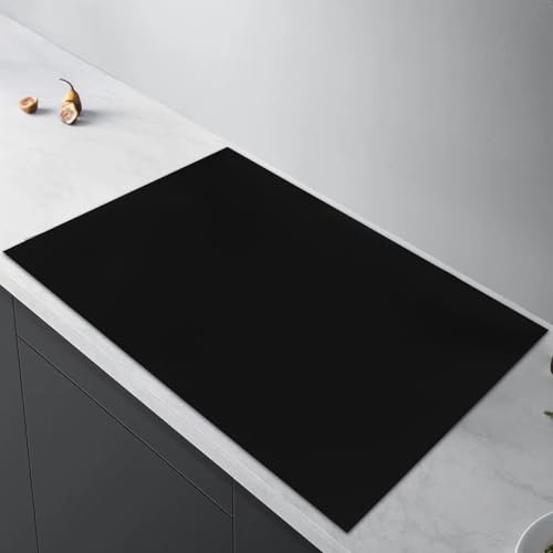 DAJAVE Plaque de recouvrement pour cuisinière, 54 x 90 cm, en une seule pièce, à induction, décorative, en vinyle, mat, enroulable, antidérapant, tapis de protection multifonction, noir