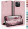 HUOUH Funda para iPhone 13 Pro 6.1 Estuche de Billetera con Cuero de PU con Bloqueo RFID,Titular de Tarjeta de crédito,Cubierta a Prueba de Golpes teléfonos Fundas para Apple 13 Pro Rosa
