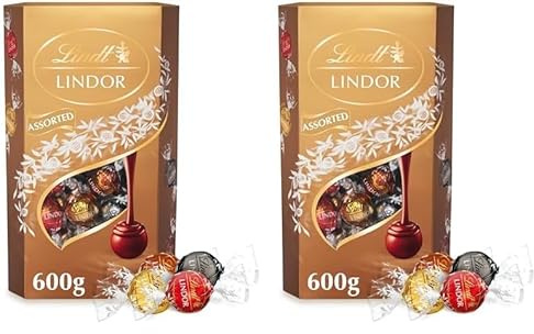 Lindt Lindor Assorted Chocolate Truffles Box Extra Large - Approx 48 balls, 600g - Chocolate Truffles with a Smooth Melting Filling - Gift Present or Sharing Box - Easter, Birthday, Congrats