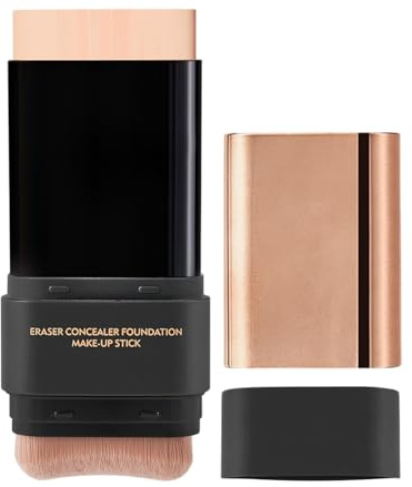 Full Coverage Foundation Stick, Cream Makeup With Brush, Long-lasting Face Foundation, Concealer And Contour Stick Matte Finish To Cover Blemishes For Nose, Forehead, Cheek, Waterproof, 18g
