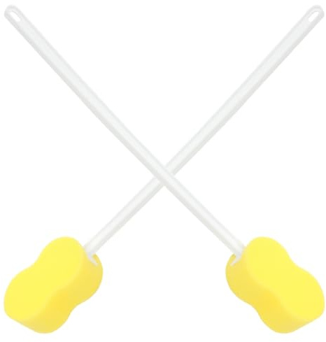 WRITWAA Long Handle Back Scrubber for Shower with Soft Sponge Body Exfoliating Brush Easy Grip for Hard-to-Reach Areas 22.44 Inch Bath Brush Set of 2