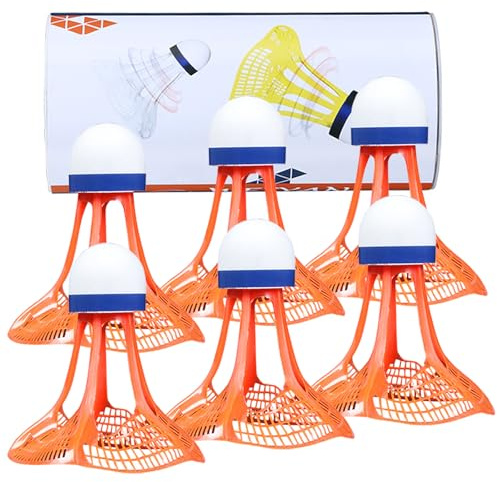 Xerteam 6-Pack Windproof Orange Badminton Shuttlecocks, Durable Nylon Shuttle Cocks for Outdoor Training and Gymnasium, Perfect for Skill Development & Control, Shuttlecocks Badminton for All Levels