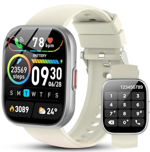 Montre Connectée Homme Femme, 1.85HD Smartwatch avec Appel Bluetooth,110+Sportifs Montre Sport avec Cardiofrequencemetre/Moniteur de Sommeil/Podometre,Etanche IP68 Bracelet Montre Intelligente,Blanc