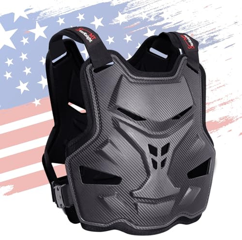StarknightMT Motorcycle Chest Protector for Adult Men Motocross Chest Armor, Adjustable Lightweight Body Armor Vest for Dirt Bike Motocross Riding Racing Cycling Skiing Skating​​ Chest Guard(Black)