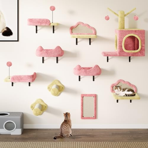 YITAHOME Set di 10 mobili per gatti in flanella, con casetta per gatti, cuccia per gatti, grattacieli, colonna in sisal, per gatti, per dormire, giocare, lounge