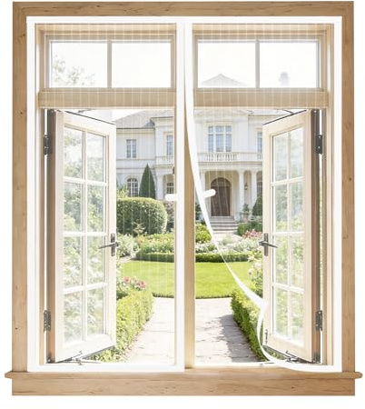 Moustiquaire Fenêtre Magnétique 120x130cm, Fermeture Automatique, Maille Ultra Fine Sans Perçage, Aimanté pour Fenêtres, Portes de Balcon et Baies Vitrées, Installation Facile, Blanc
