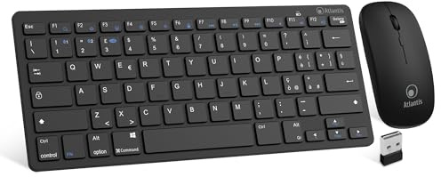 Atlantis Kit Mini Tastiera ultraslim e mouse RF/Bluetooth, italiana QWERTY