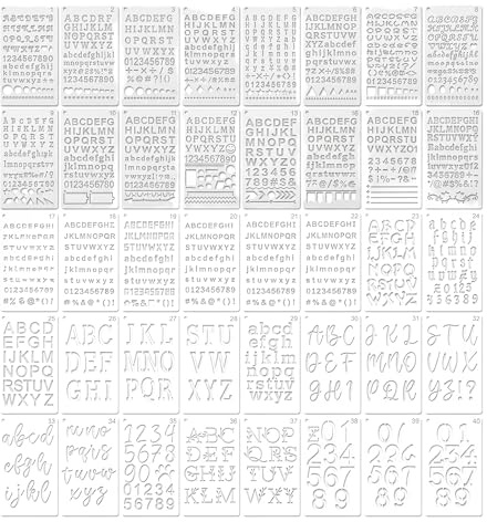 Bokstavsstencil, 40 stycken stenciler, siffermallar 17,8 x 10,2 cm | Återanvändbara stencil mallar för kalligrafi gör-det-själv pyssel scrapbooking möbler tyg och kort