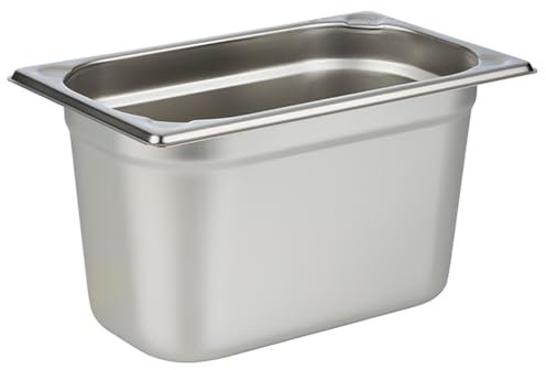 APS 81406 GN 1/4 Behälter, rostfreier Gastronormbehälter Edelstahl, Abmessungen 265 x 160 mm/Höhe 150 mm/Volumen 4,0 Liter