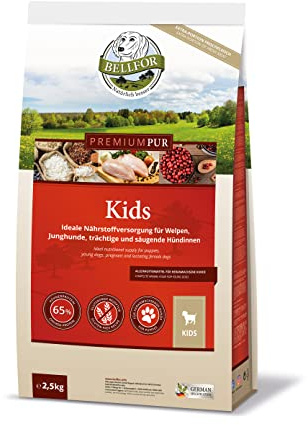 Croquettes pour Chiot sans Gluten - Premium Pur Kids de Bellfor Nourriture pour Chiens - 2,5 kg. Nourriture pour Chiens Riche en Oméga-3, sans céréales. Croquettes pour Chien avec 65% de Viande.
