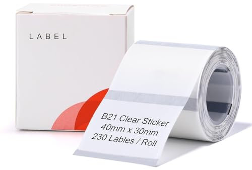 NIIMBOT Thermal Label Tape for B1 B21 B3S, Waterproof Thermal Label Paper, Oilproof and Tear-Proof Shipping Address Label,1.57 * 1.18 (40 * 30mm), 230 per Roll