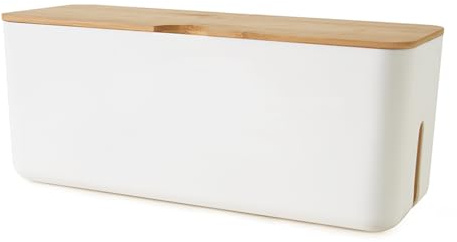 Changsuo Wall Mount Cable Management Box LargeCable Organizer Box for Extension Cord Power Stripe Surge Protector Wire Management Concealer Organizer Cover Hider for Desktop (Large, White)