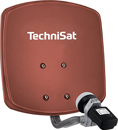 TechniSat DIGIDISH 33 Antenne parabolique pour 1 participant (système satellite compact 33 cm - Kit complet avec support mural et satfinder H/V LNB) Rouge