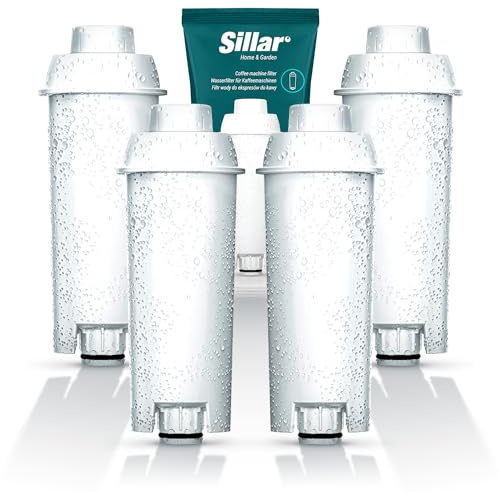 Sillar Pack de 4x Filtro de Agua para Cafetera Delonghi DLSC002, SER3017 & 5513292811 - Compatible con las series ECAM, ESAM, ETAM | Cartuchosde Carbón Activado Se adapta a Dinamica, PimaDonna