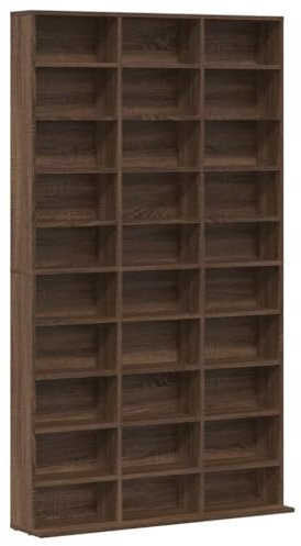 vidaXL CD Cabinet Living Room CD Storage Furniture Unit Wall Shelf Display Rack Bookcase Cupboard Bookshelf Brown Oak Engineered Wood