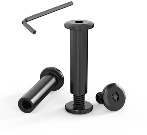ORTAVA 20 Viti di Collegamento M6 x 30 mm, Viti per Mobili, Dado a Manicotto M6, Viti a Manicotto, in Acciaio Inox A2 V2A, Ossido Nero, Connettore per Armadio con Chiavi a Brugola