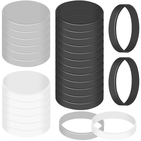 Styquenzer 24 Stück Silikonarmband Einfarbig - Leere Gummi Armbänder für Party, Sportmannschaft, Aktivitäten - Herren, Damen, Kinder (Schwarz, Weiß und Grau)
