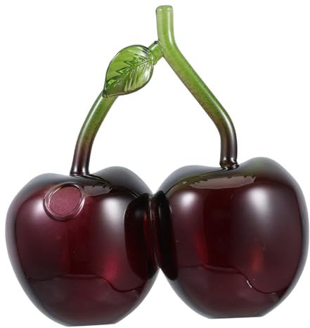 OUNONA Unique Cherry Glass Vase Decorative Home Centerpiece Small Fruit Shape Flower Holder for Office