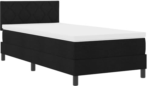vidaXL Boxspring säng med madrass svart 90x190 cm tyg