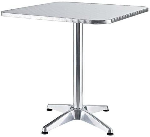 VERDELOOK | Tavolo Quadrato in Alluminio per Giardino, 60x60x70 cm, con Piedini Regolabili, Tavolino da Bar, per Arredo Esterni