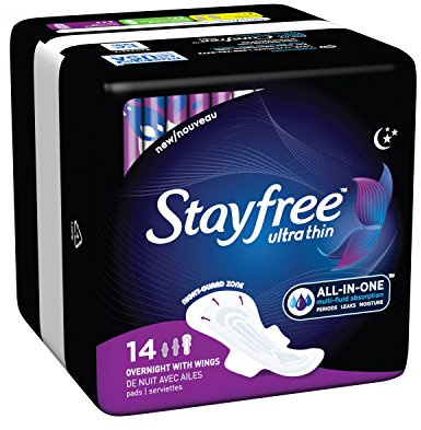 Stayfree Ultra Thin Overnight Pads with Wings - 14 Ct (Pack of 2)