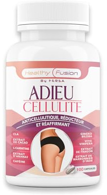 Adieu Cellulite Healthy Fusion | Anticellulite et minceur puissant avec L-Carnitine, Marronnier d’Inde, CLA, Caféine, Cacao | Réduit l’aspect de la cellulite | Raffermissant et tonifiant | 100 gélules