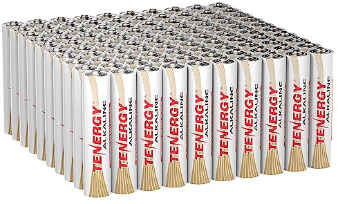 Tenergy 1.5V AAA Batteries, High Performance Alkaline AAA Non-Rechargeable Battery for Clocks, Remotes, Toys & Electronic Devices, 100 Pack