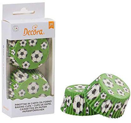 Decora, 0339845 Pirottini Calcio da 50 X 32 mm, per Cuocere, Presentare e Regalare Muffin e Dolcetti, Resistono fino a 180°C, In comodo Blister, Made in Italy