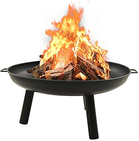 Foyer d'extérieur en Acier Noir avec Bol à feu et poignées - Idéal pour soirées Chaleureuses et barbecues