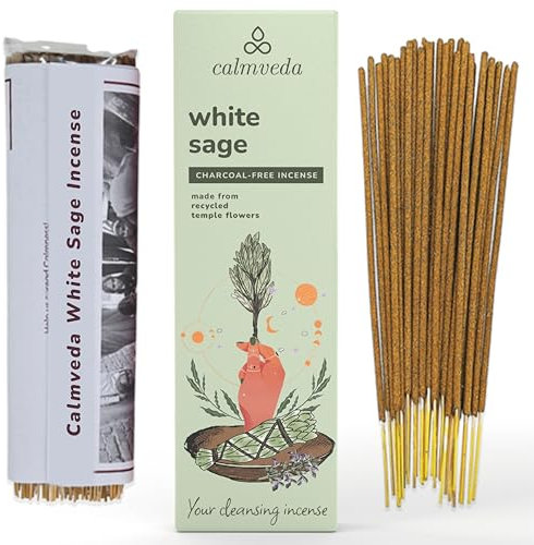 Räucherstäbchen Weißer Salbei räuchern set - (80 weihrauch stäbchen) hergestellt aus Recycelten Blumen | Räucherstäbchen Weißer Salbei Reinigung Negativer Energie, Weisser Salbei räucherwerk Weihrauch