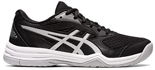 ASICS Upcourt 5 - Zapatillas de voleibol para mujer, negro, plateado, 39.5 EU