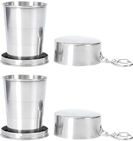 YHNMMNO 2 Pièces Tasse Pliable En Acier Inoxydable 150 ml Tasse Rétractable Pliante Gobelet Pliable en Inox Tasse Pliable de Voyage Tasse À Café Pliante Portable Pour Camping Voyage Randonnée