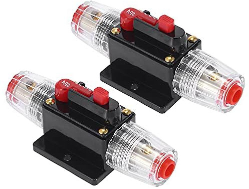 50 Amp Inline Fuse Circuit Breaker with Manual Reset, Waterproof 4-12 AWG Fuse Inline Holder 12V-24V DC for Car Audio Sound Amplifier System RV Home Marine Truck Stereo Switch Inverter, 2PCS