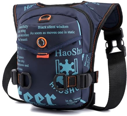 FANDARE Sac de Jambe pour Hommes et Femmes Banane à la Taille, Ceinture de Course, Bandoulière, Sacoche d'Epaule pour Voyage Sports Travers Cyclisme Moto - Bleu foncé