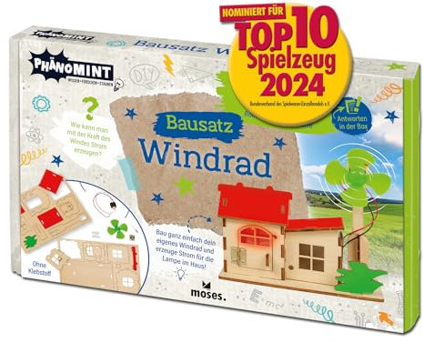 moses. PhänoMINT Kit de Construction Moulin à Vent, expérience sur l'énergie éolienne, boîte d'expérimentation et kit de Bricolage, Jouet éducatif pour Enfants à partir de 8 Ans