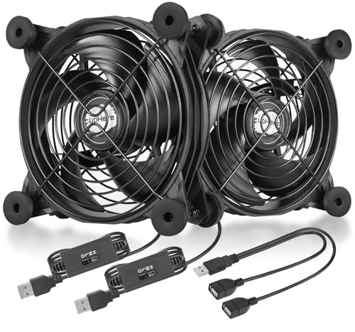 upHere gaming U120 USB Lüfter PC Lüfter,Multi Speed Steuerung,mit Metallgrillschutz Lüfter PC 120mm zum PC/TV-Box/Empfänger/AV-Kabine/PS4/Router,mit Desktop,U1204