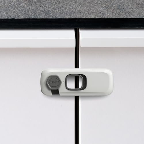 Heart of Tafiti Upgrade 360-Grad- Kinder Sicherheitsschloss, Schrank und Schubladensicherung Baby, Kühlschrank Schloss,Schrankschloss für Möbel,Küche,Stark Klebend,Langlebig,Grau(5 Stück)